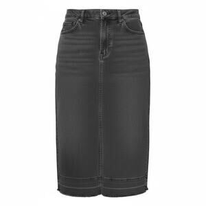 GAP Black Denim Midi Skirt Womens 32 14 Raw Hem Stretch Jean Skirt